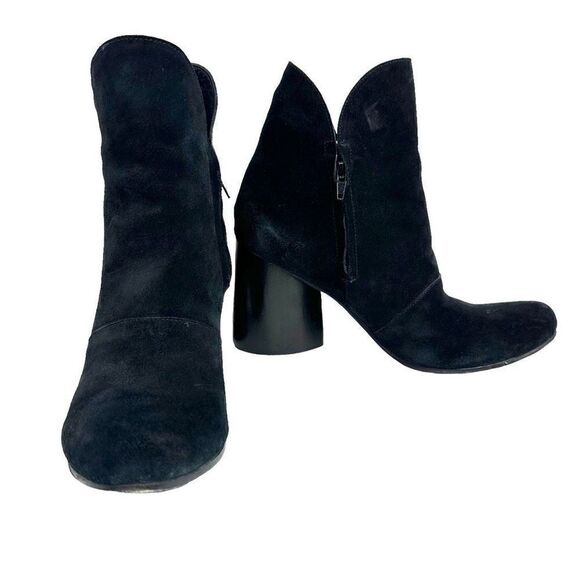 Calleen Cordero Black Suede Chunky Heel Ankle Boots , size 10 - Picture 1 of 16
